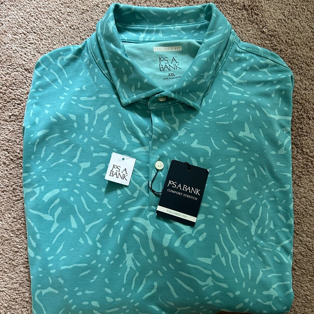 New w/tags Joseph A. Bank Green Polo Shirt with Textured Design XXL